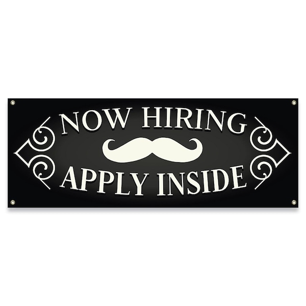 Signmission Now Hiring Apply Inside Barber Shop Banner Concession Stand Food Truck Single Sided B-30108 - main